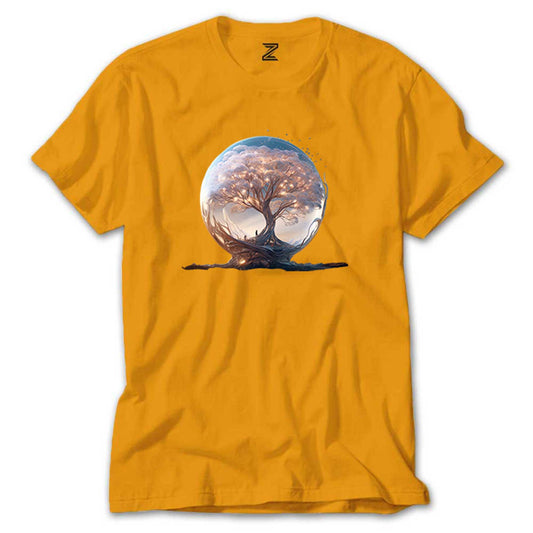 Tree Growing in Snow Gobe Renkli Tişört