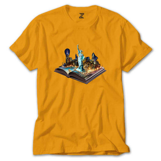 Usa View Book Renkli Tişört