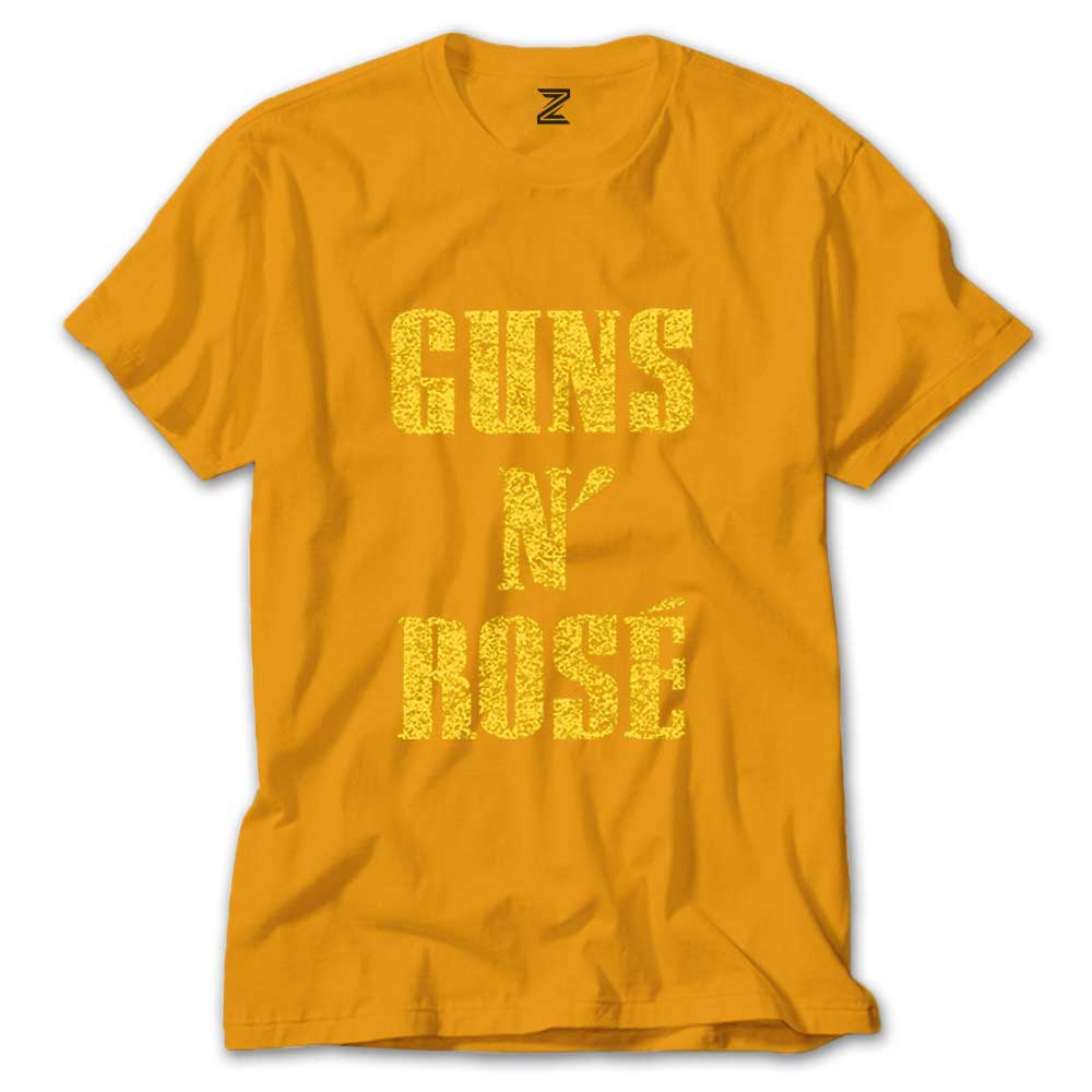 Guns N Rose Text Yellow Renkli Tişört