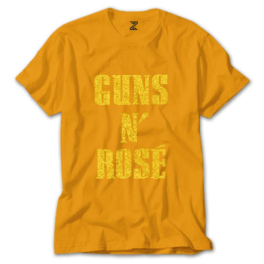 Guns N Rose Text Yellow Renkli Tişört