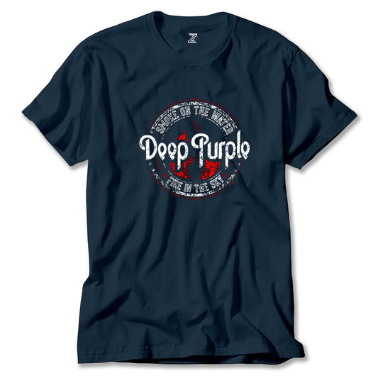 İndirimli Deep Purple Smoke On The Water Lacivert Tişört