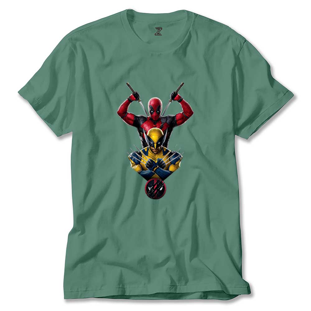 Deadpool Wolverine Warrios Renkli Tişört