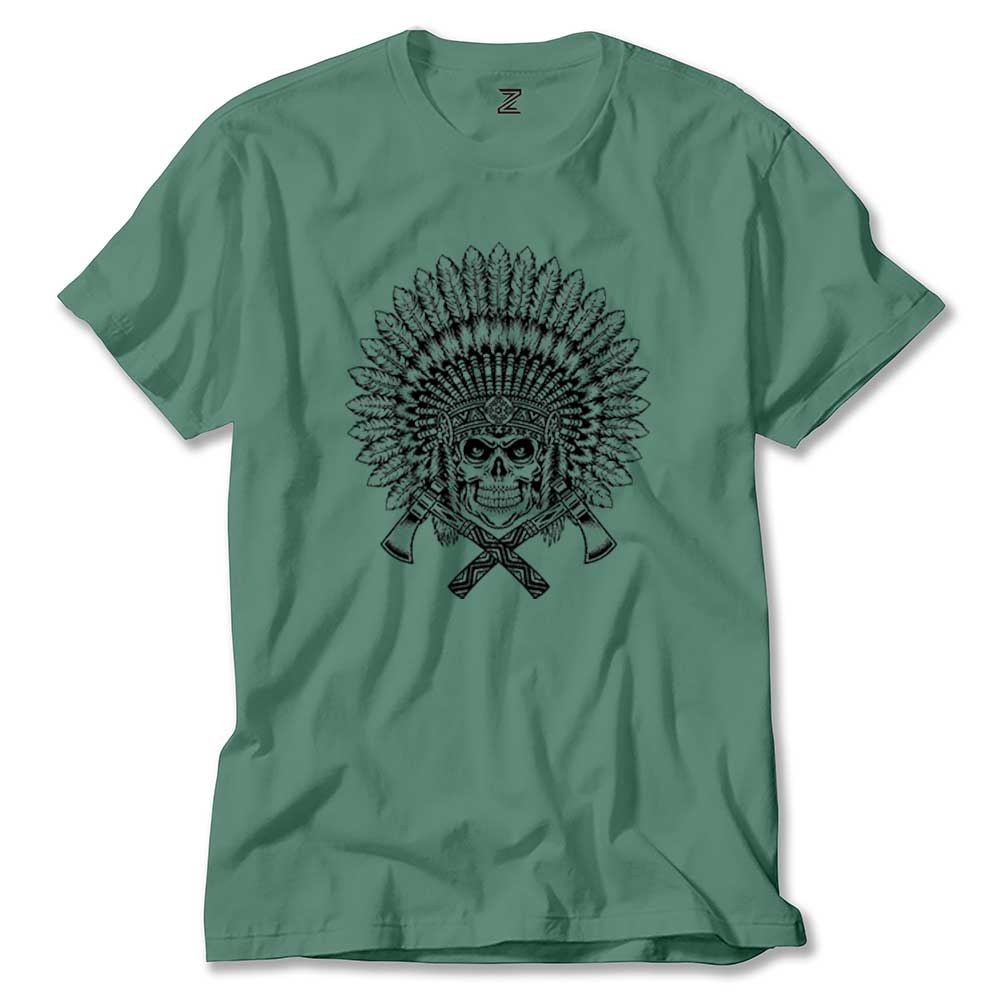 Kızılderili Skull Warrior Renkli Tişört