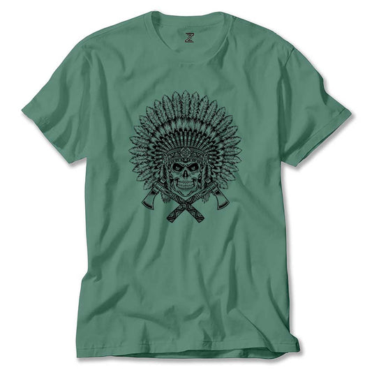 Kızılderili Skull Warrior Renkli Tişört