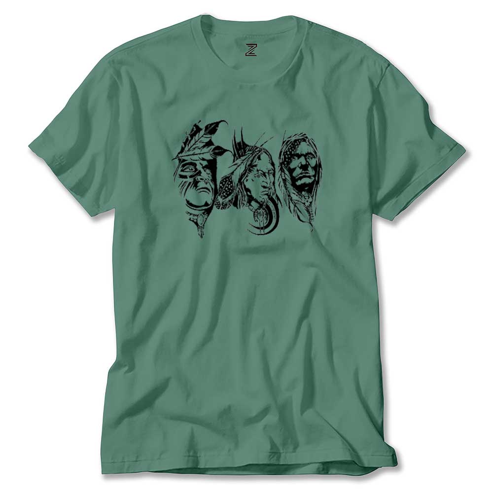 Kızılderili Thre Man Renkli Tişört