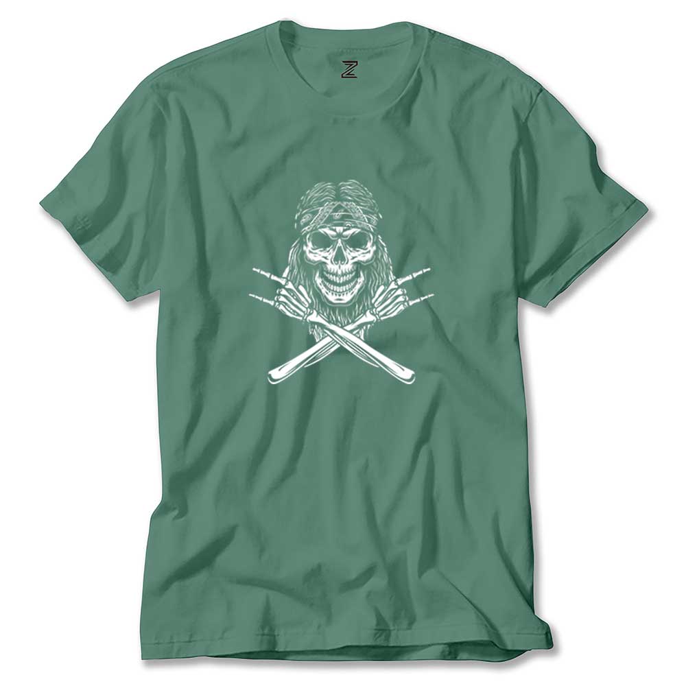 Kovboy Rock N Roll Skull Renkli Tişört