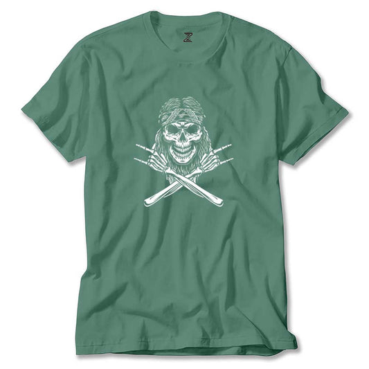 Kovboy Rock N Roll Skull Renkli Tişört