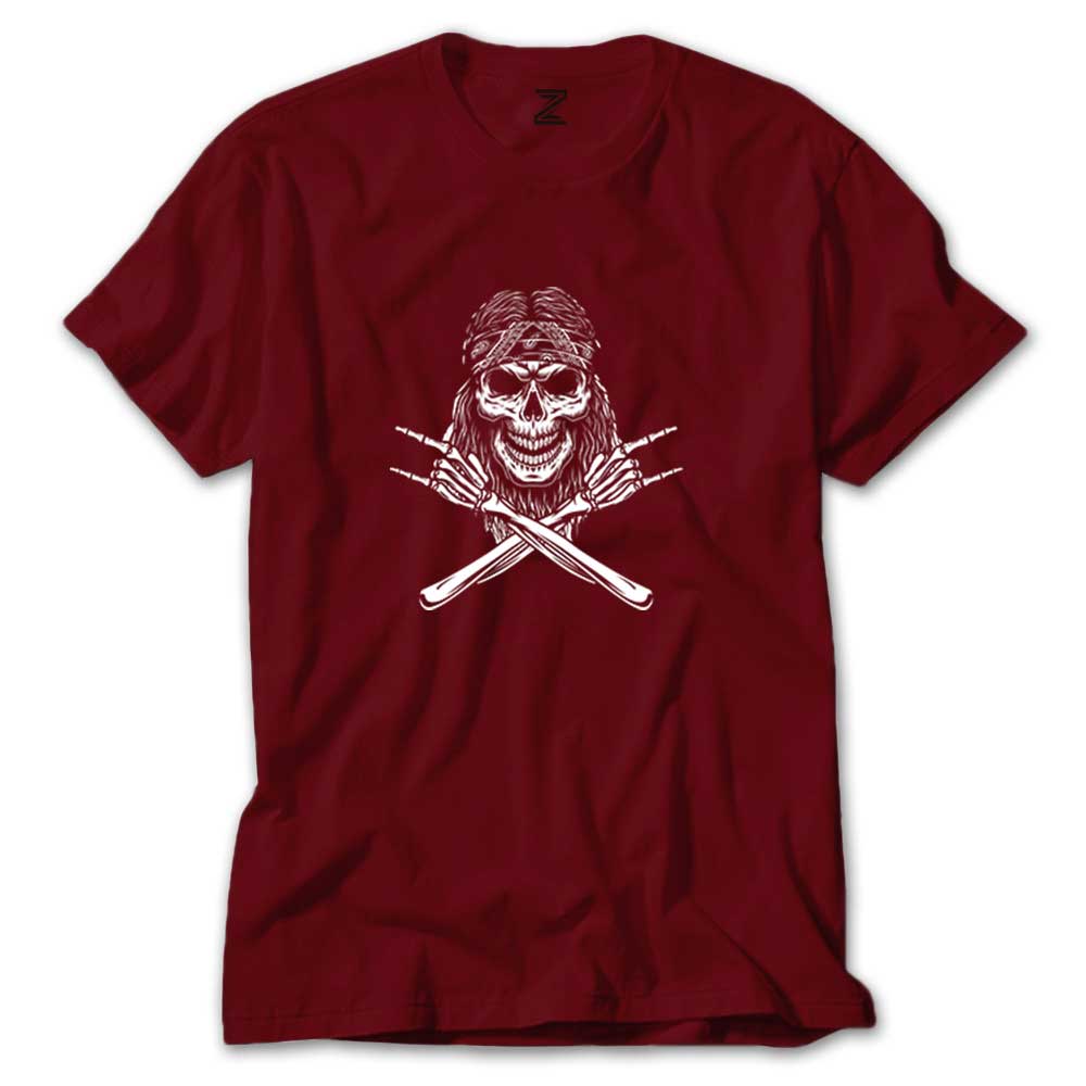 Kovboy Rock N Roll Skull Renkli Tişört