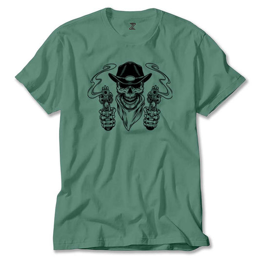 Kovboy Skull Bandana Renkli Tişört