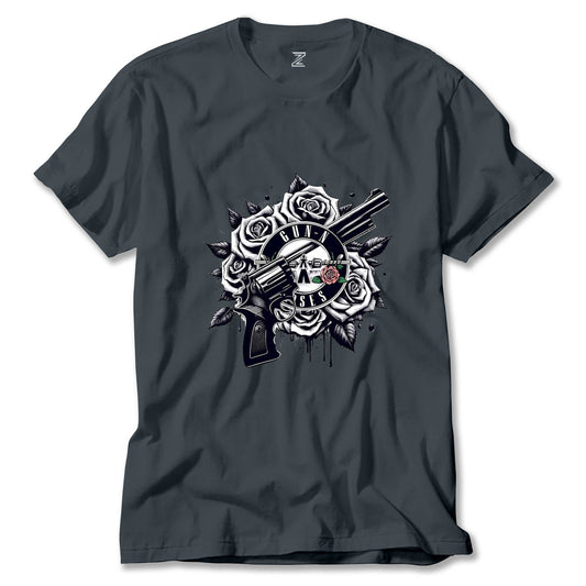 Guns N Roses Siyah Beyaz Logo Renkli Tişört