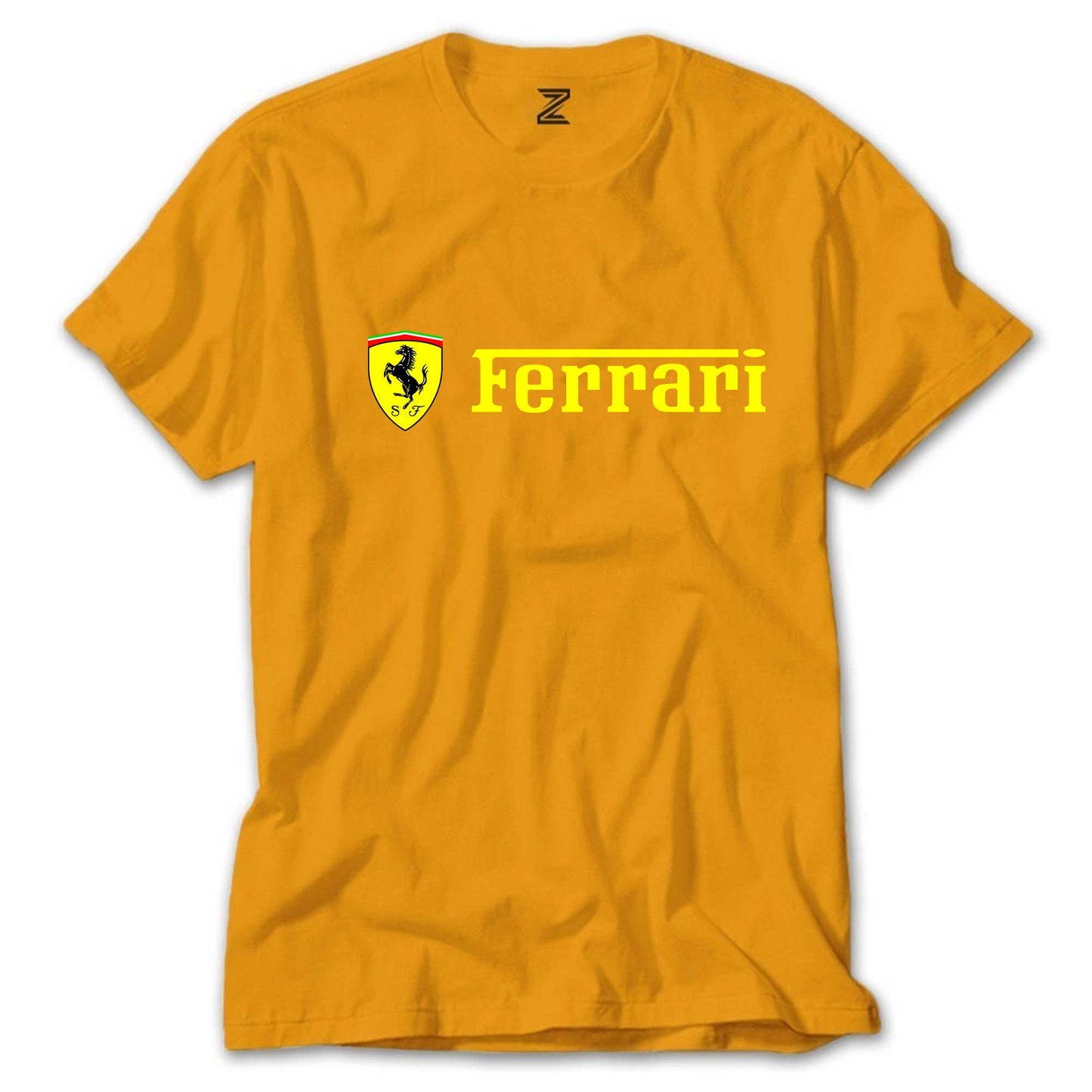 Ferrari Logo Gold Text Renkli Tişört