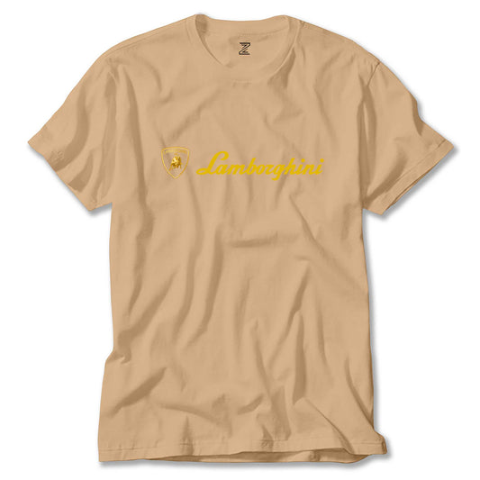 Lamborghini Gold Logo Text Renkli Tişört