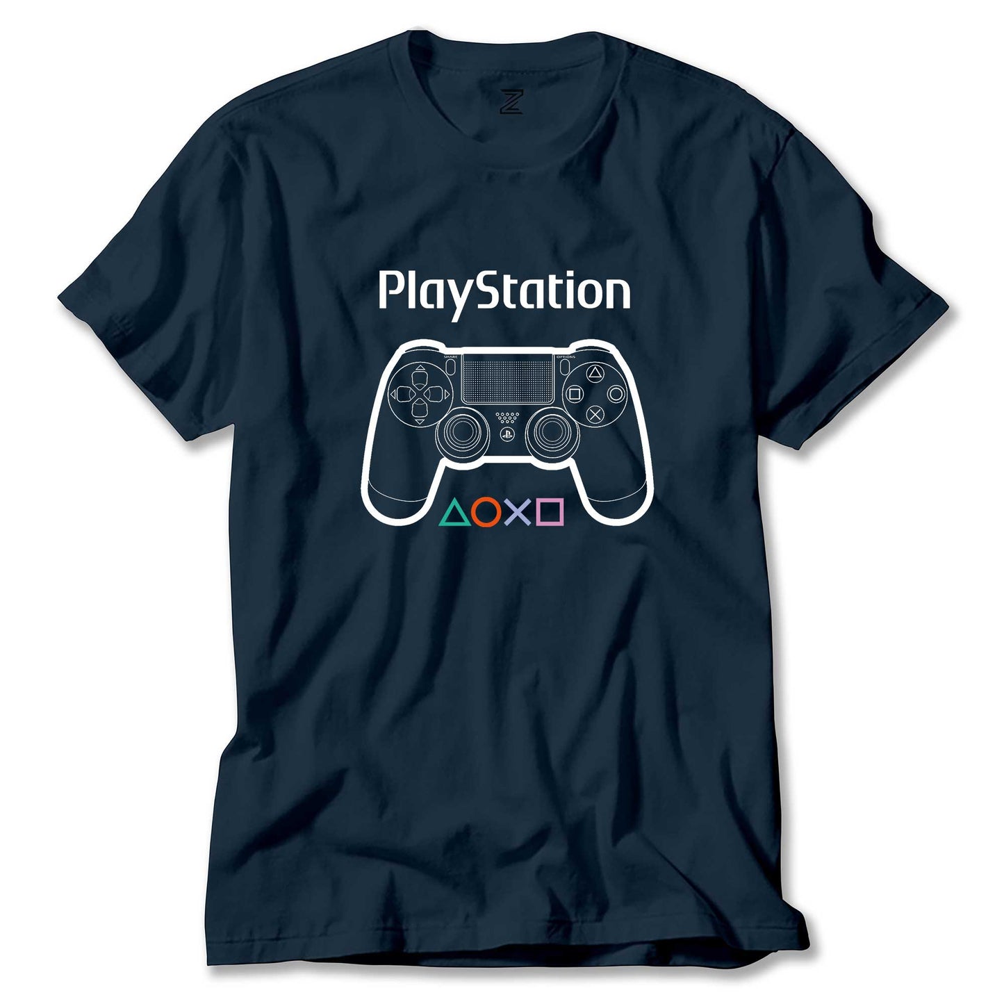 İndirimli Playstation Gamepad Text Lacivert Tişört