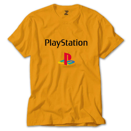 Playstation Logo Text Color Renkli Tişört