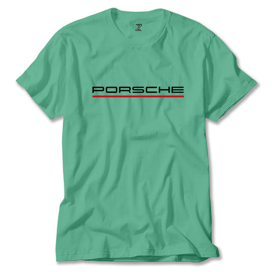 İndirimli Porsche Text Red Yeşil Tişört