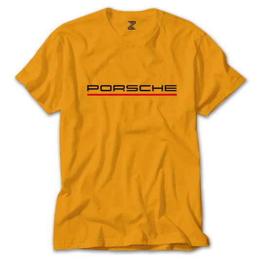 Porsche Text Red Renkli Tişört