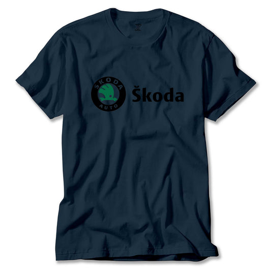 İndirimli Skoda Text Logo Lacivert Tişört