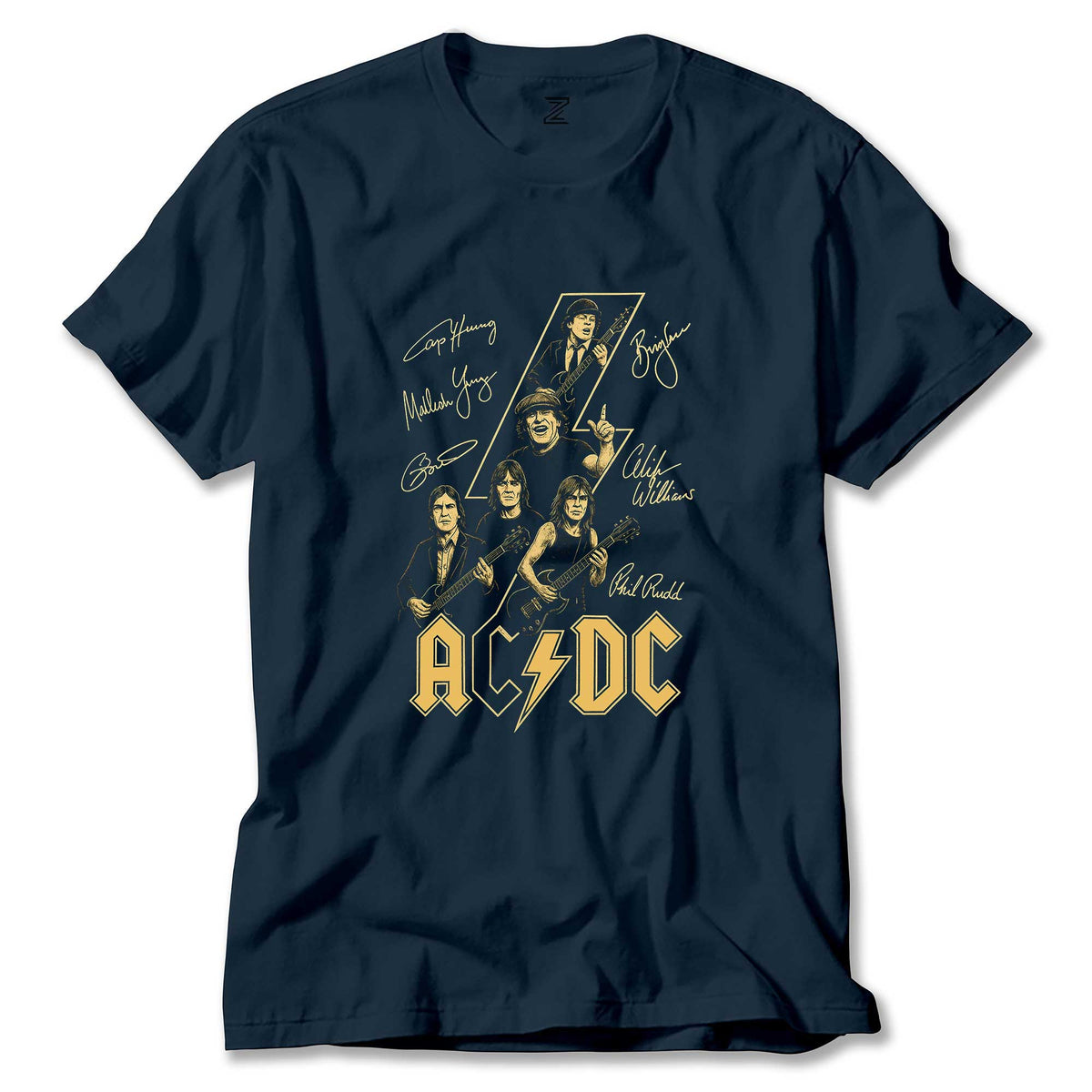 Ac Dc Silüet İmza Renkli Tişört