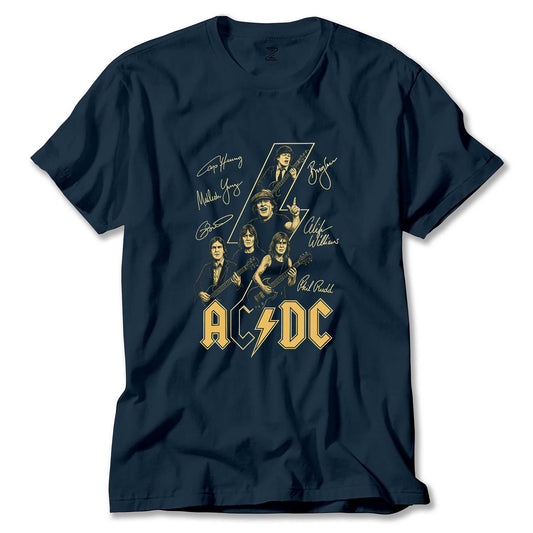 Ac Dc Silüet İmza Renkli Tişört