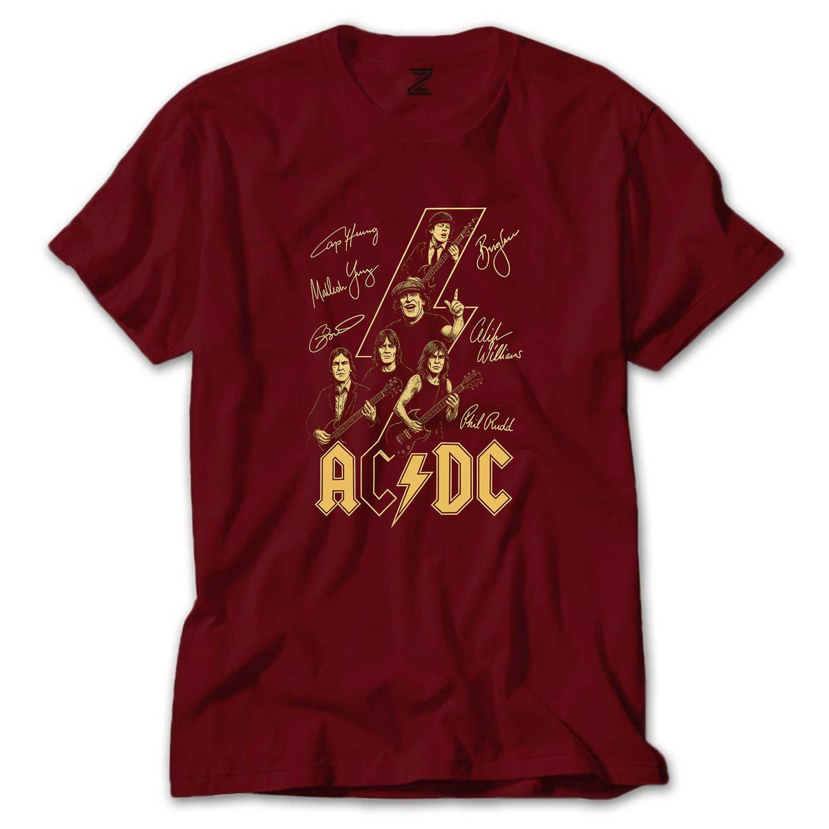 Ac Dc Silüet İmza renkli tişört