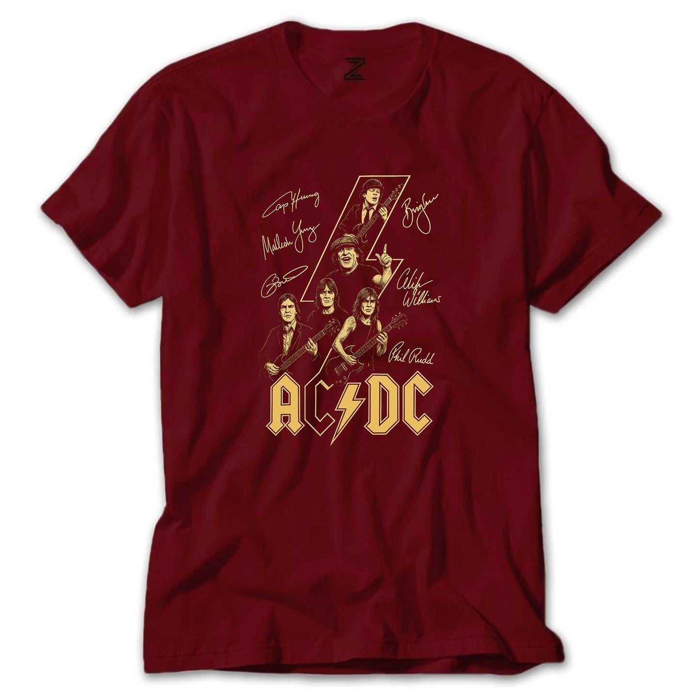 Ac Dc Silüet İmza Renkli Tişört
