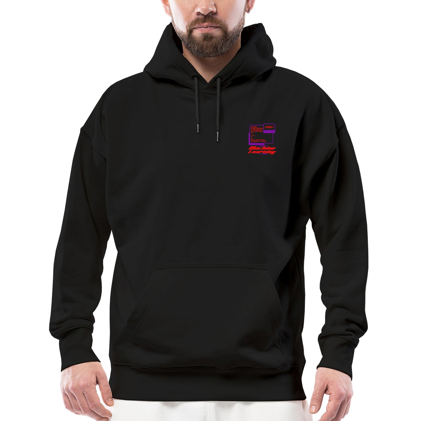 Machine Learning Mor Futurei Siyah Streetwear Kapşonlu Hoodie
