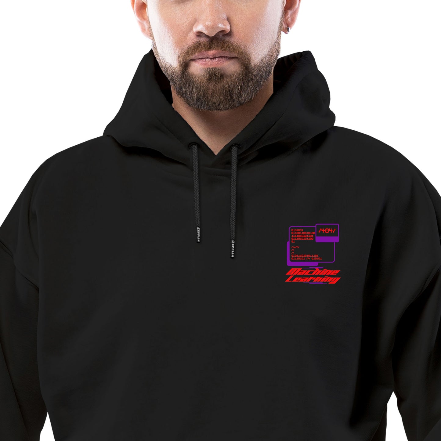 Machine Learning Mor Futurei Siyah Streetwear Kapşonlu Hoodie