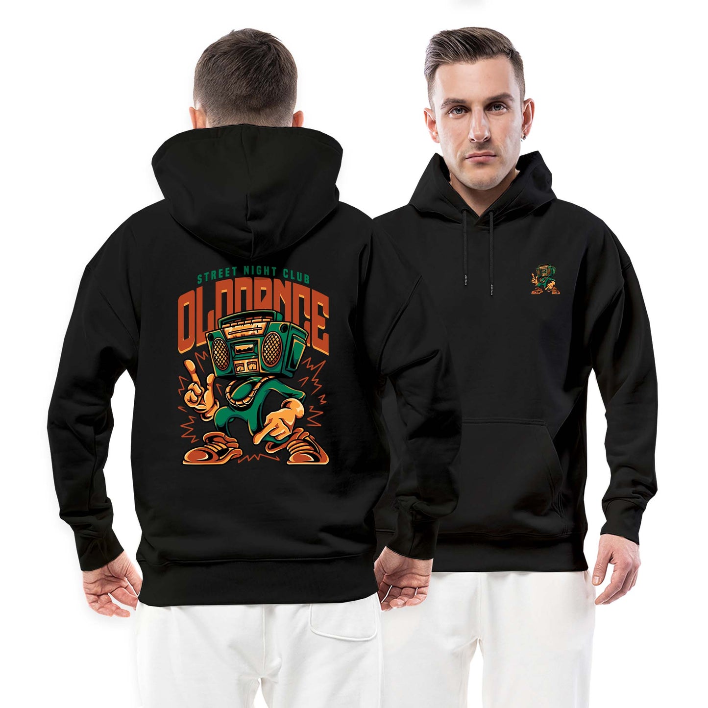 Street Night Club Radyo Kafa Siyah Streetwear Kapşonlu Hoodie