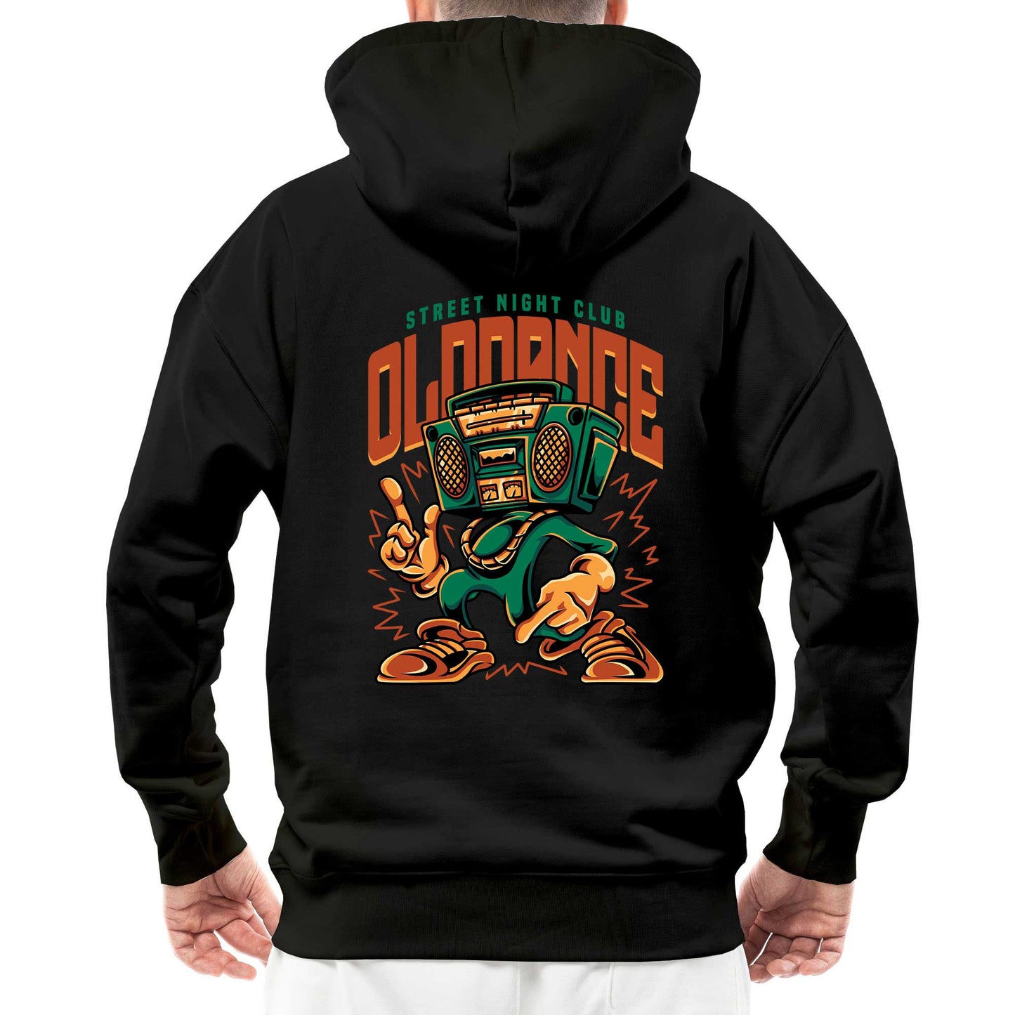 Street Night Club Radyo Kafa Siyah Streetwear Kapşonlu Hoodie