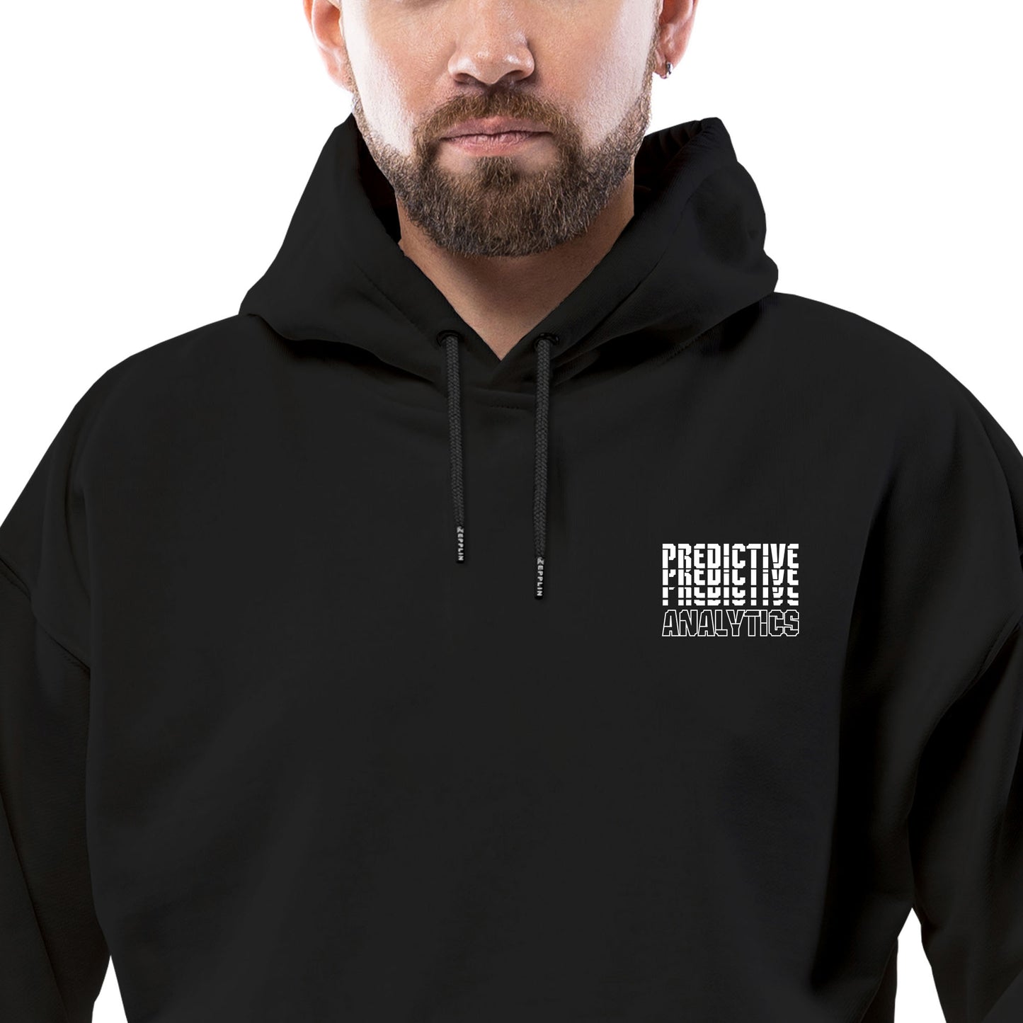 Predictive Analytics Siyah Streetwear Kapşonlu Hoodie