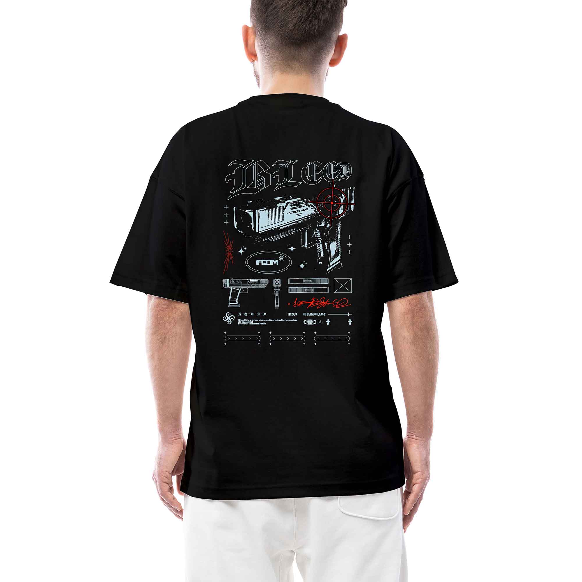 Aim Guns Streetwear Siyah Oversize Tişört | Zepplin Giyim