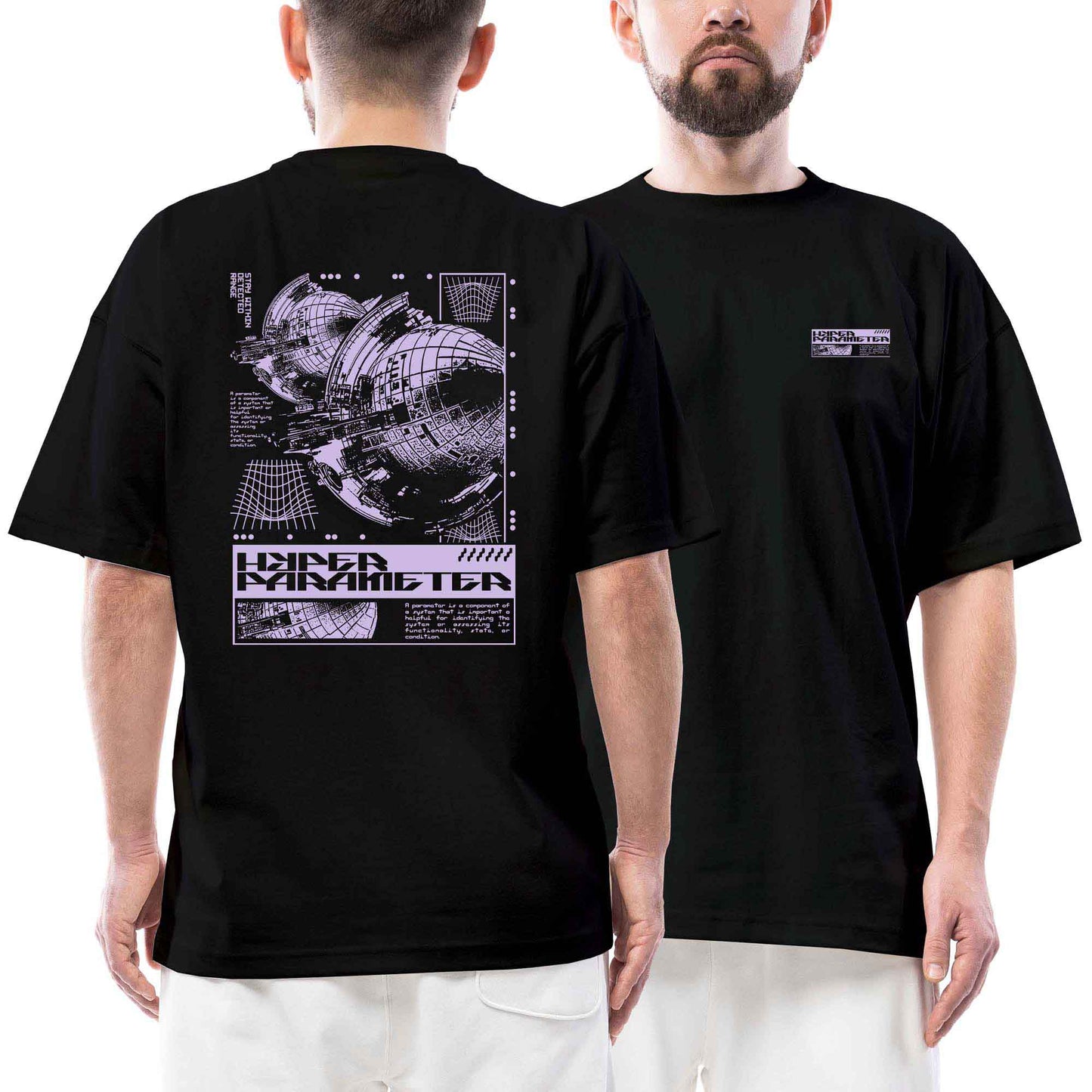 Stay Within Detected Range Uzay Gemisi Streetwear Siyah Oversize Tişört