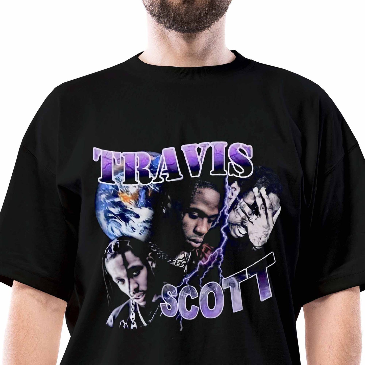 Travis Scott Purple Siyah Oversize Tişört
