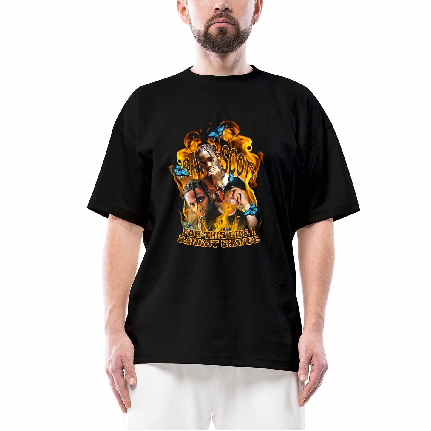 Travis Scott Life Change Siyah Oversize Tişört
