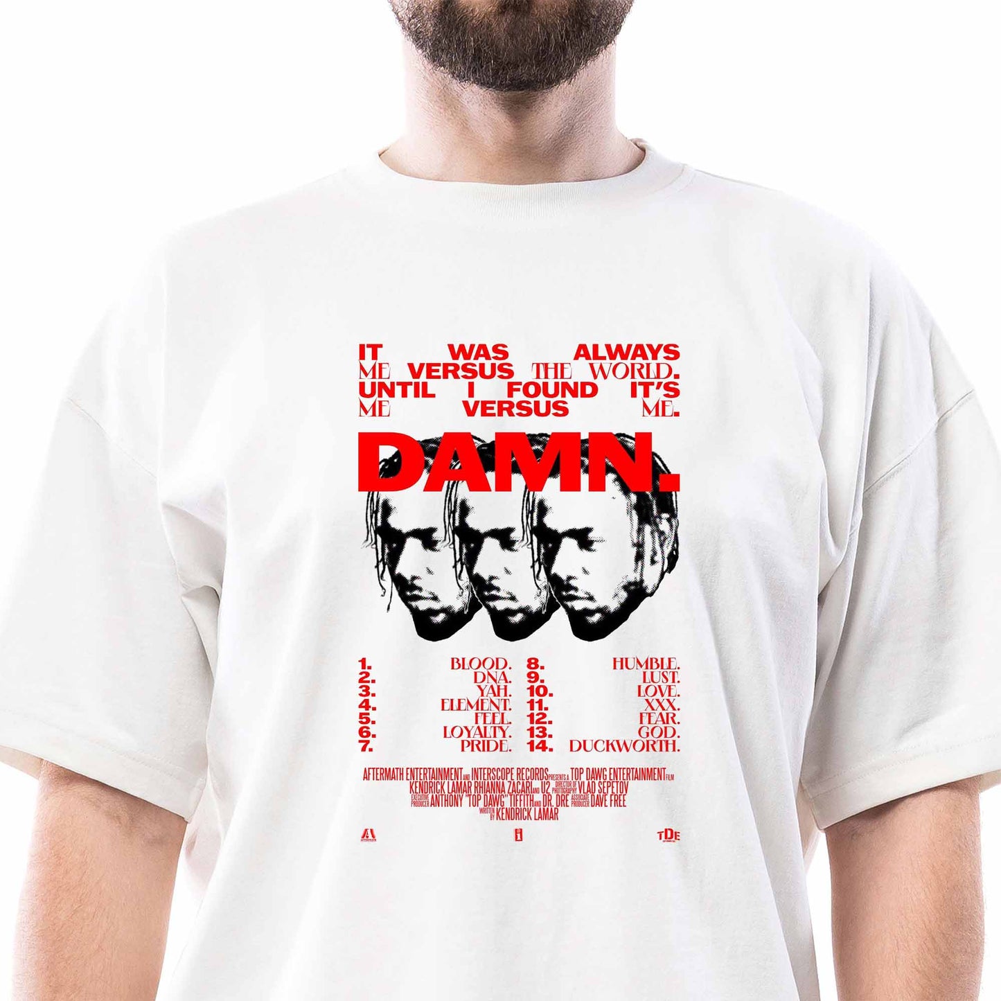 Kendirick Lamar Damn Beyaz Oversize Tişört