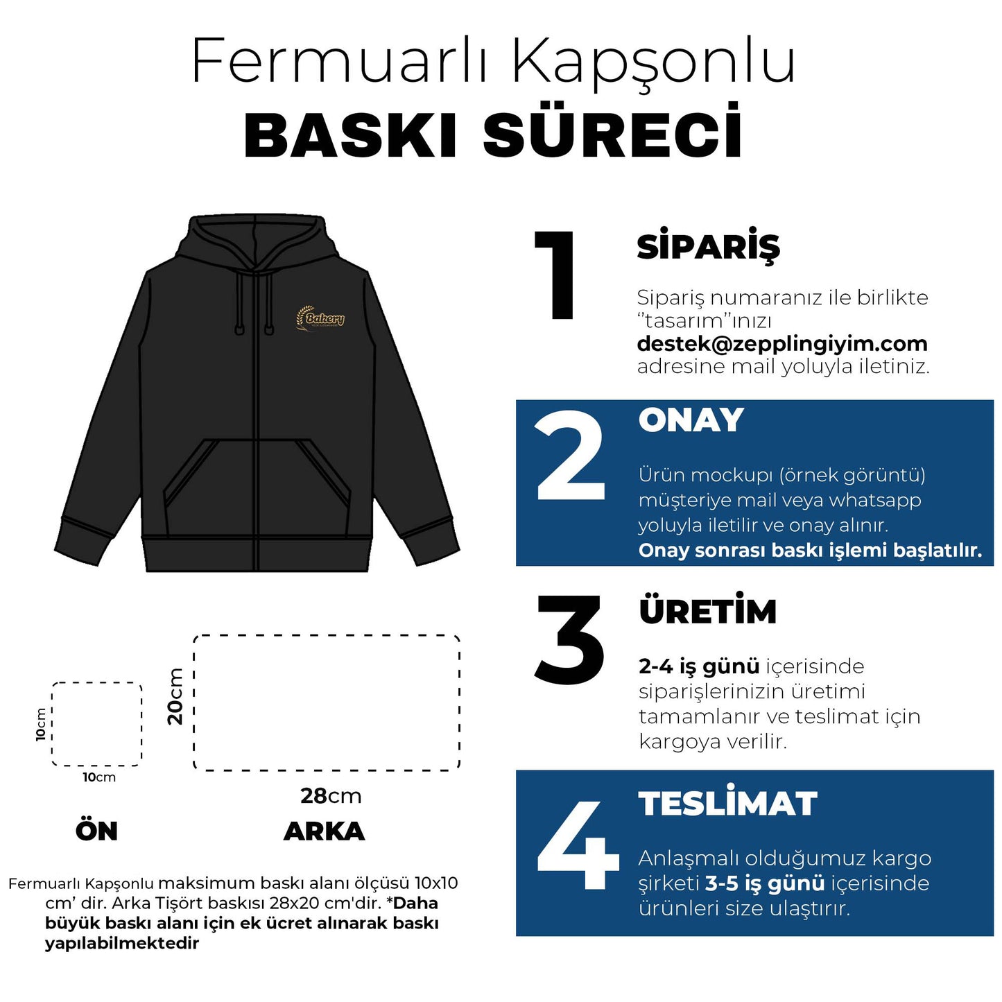 Baskılı Fermuarlı Kapşonlu Sweatshirt Toptan