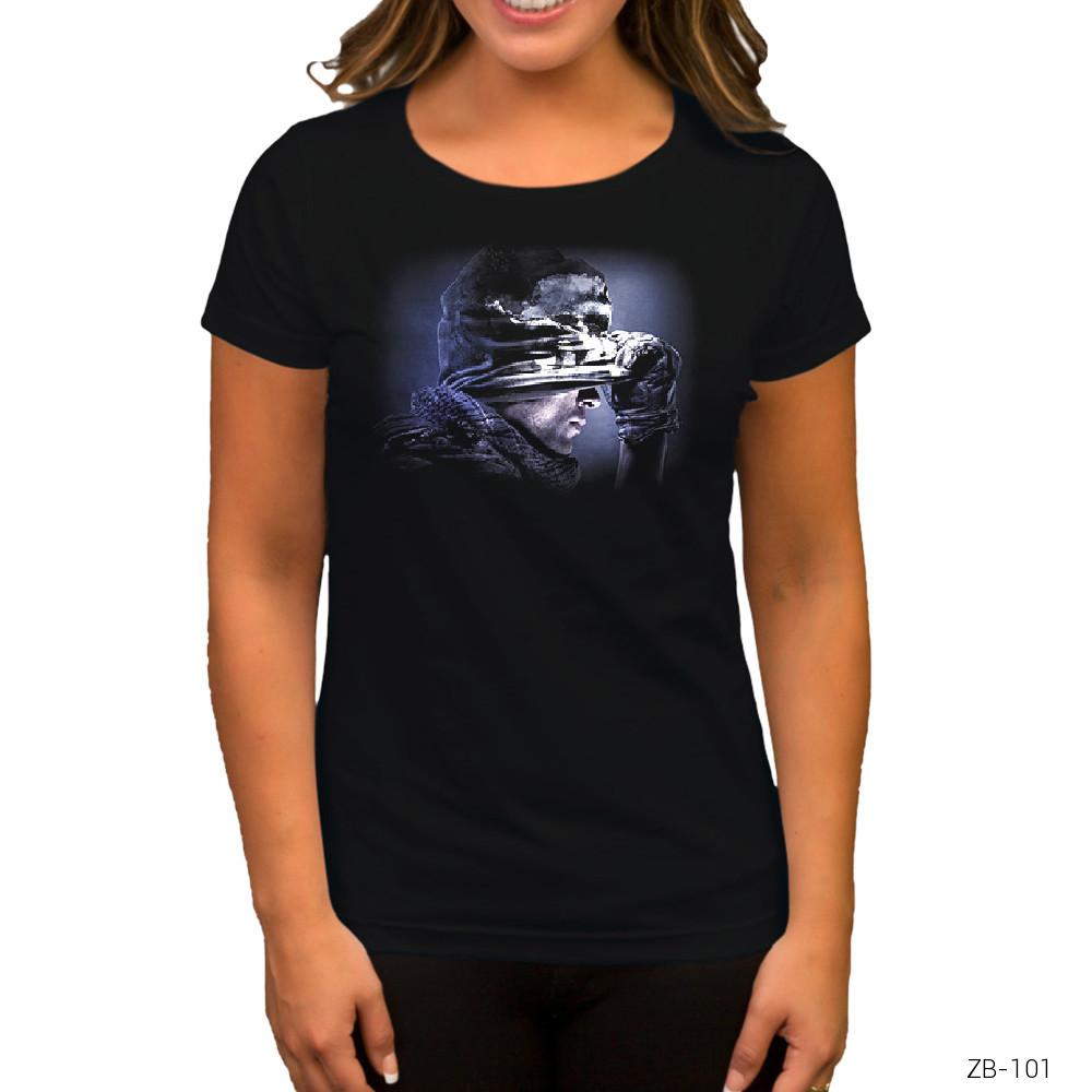 Call of Duty Ghosts Siyah Kadın Tişört