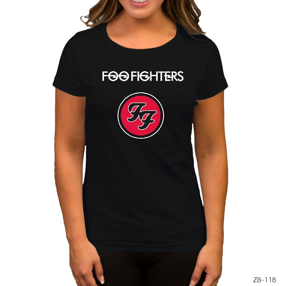 Foo Fighters FF Logo Siyah Kadın Tişört