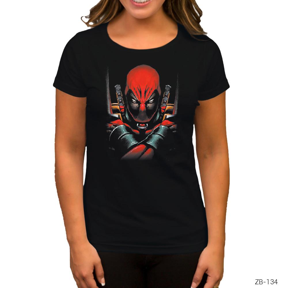 Deadpool Angry Siyah Kadın Tişört