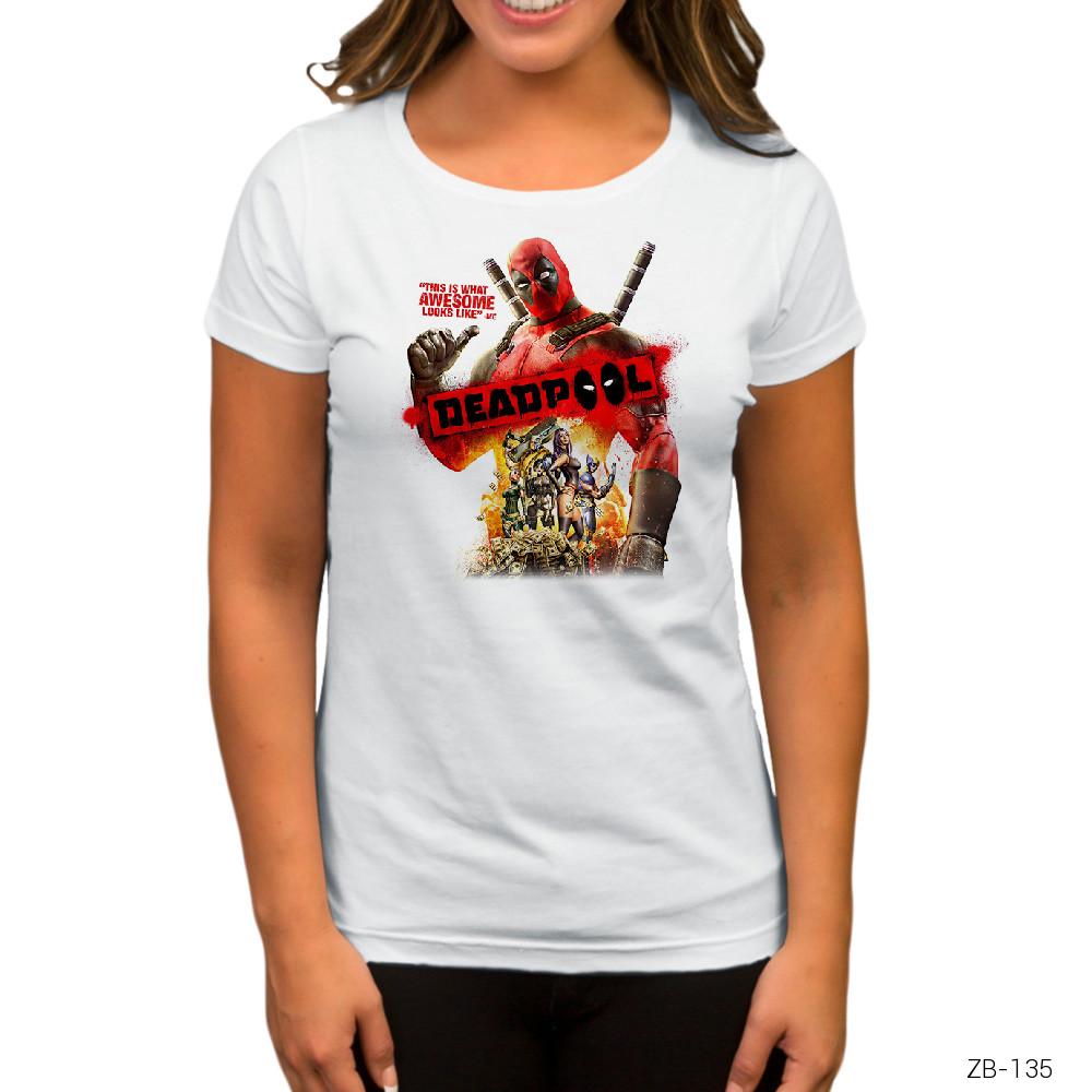 Deadpool This is What Awesome Beyaz Kadın Tişört