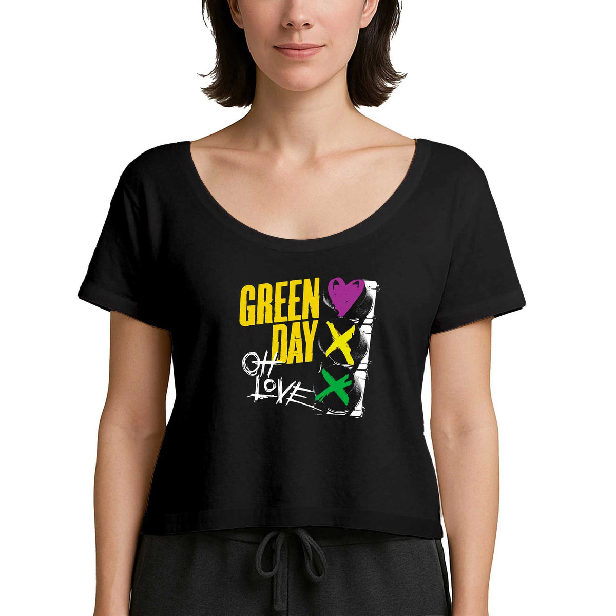 Green Day Oh Love Siyah Kadın Tişört