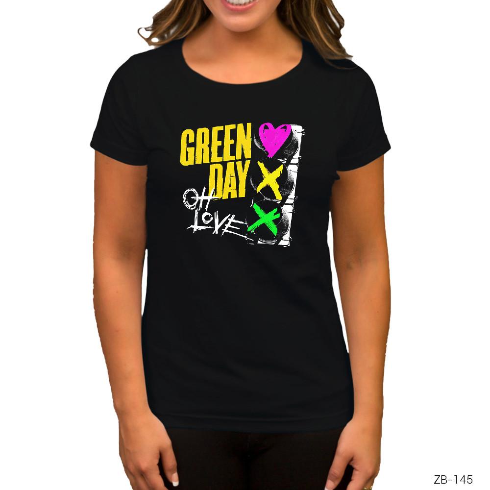 Green Day Oh Love Siyah Kadın Tişört