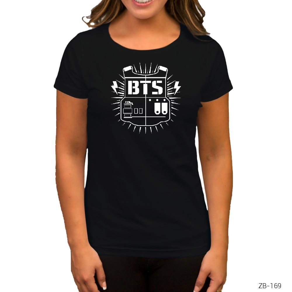 BTS Sheild Logo Siyah Kadın Tişört