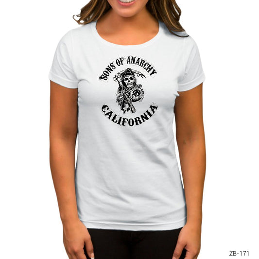 Sons Of Anarchy California Beyaz Kadın Tişört