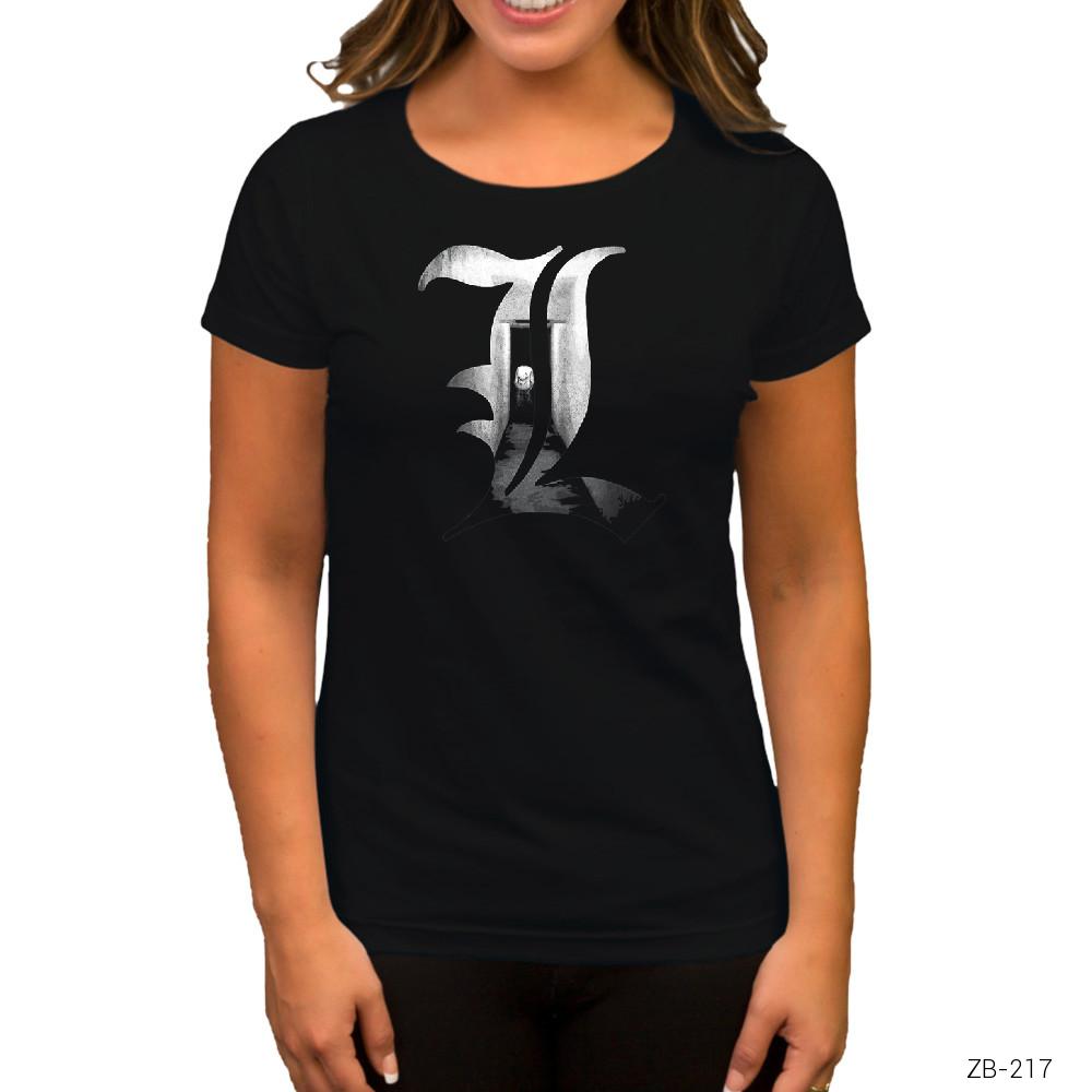 Death Note L Siyah Kadın Tişört