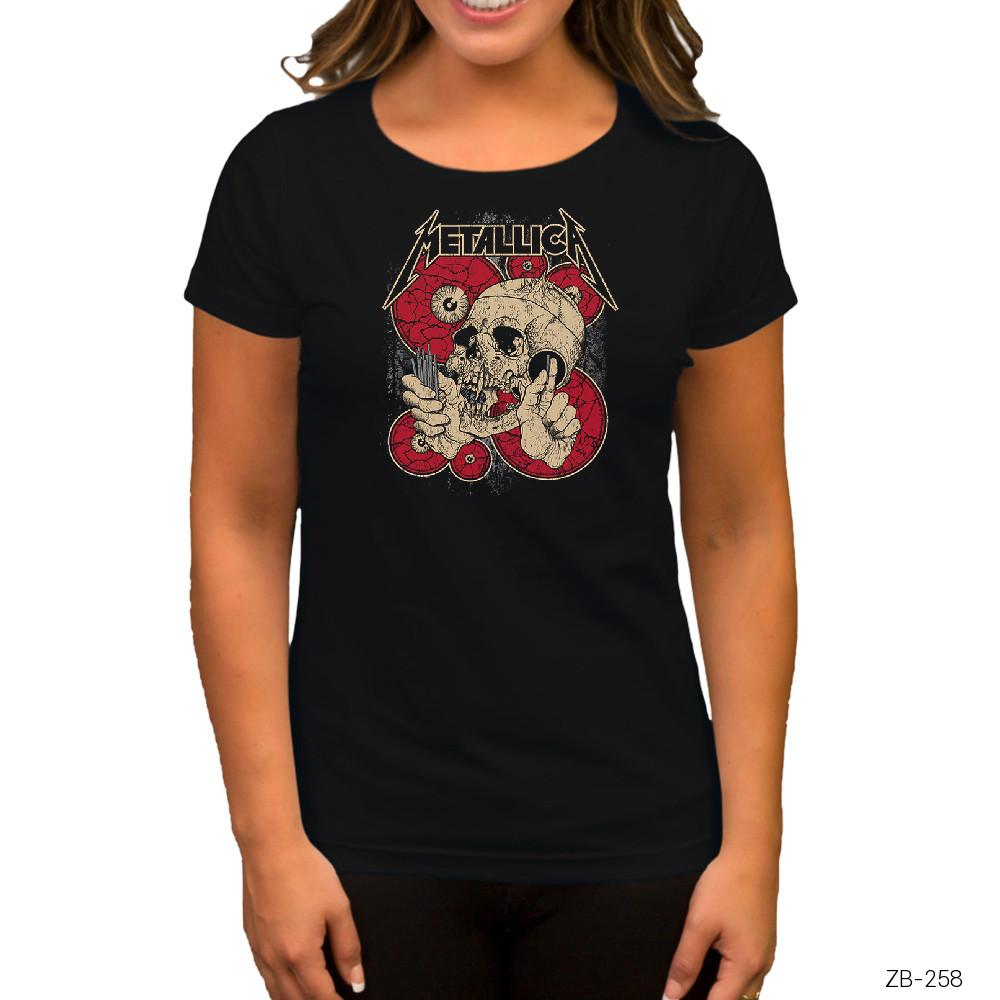 Metallica Skull Battery Siyah Kadın Tişört