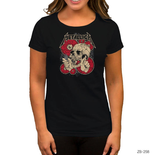 Metallica Skull Battery Siyah Kadın Tişört