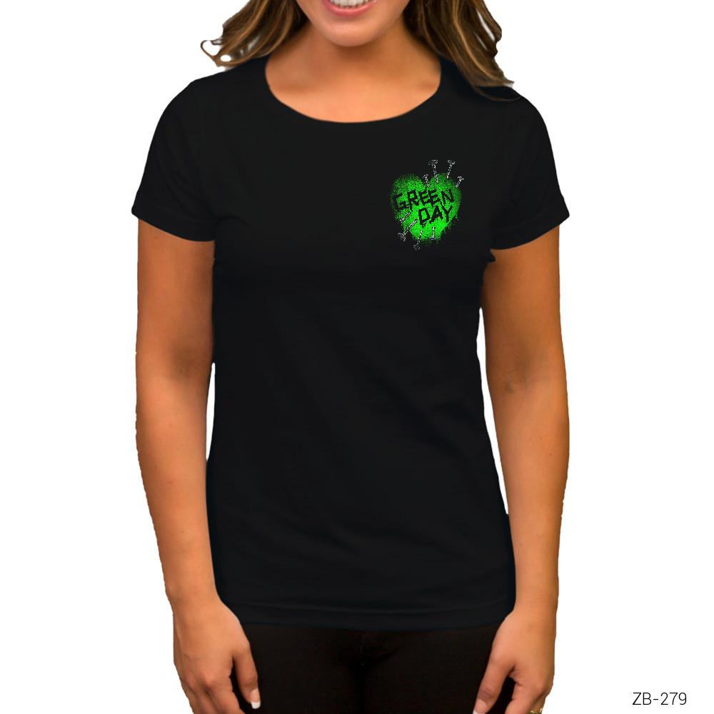 Green Day Green Hearth Siyah Kadın Tişört
