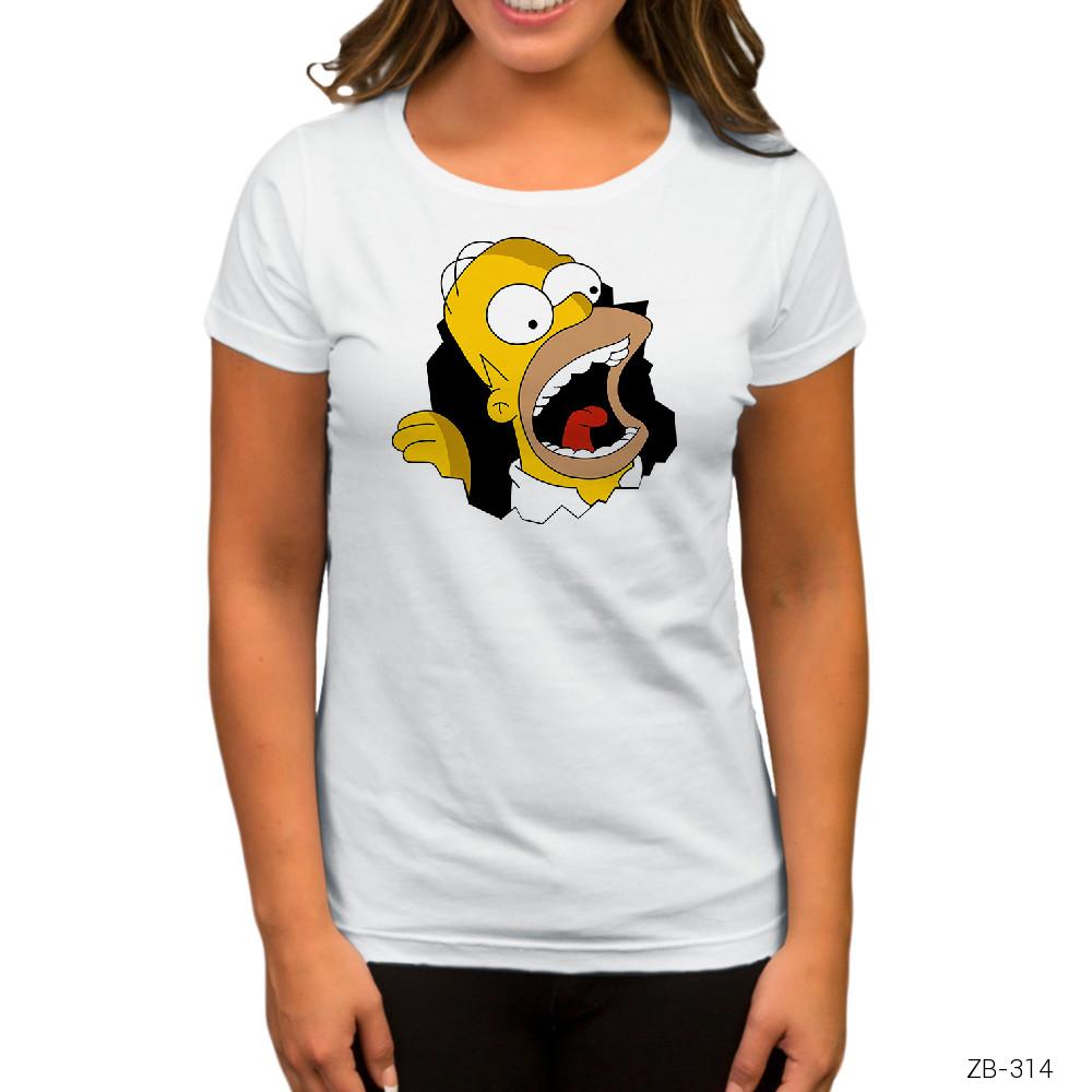 Homer Simpson Beyaz Kadın Tişört