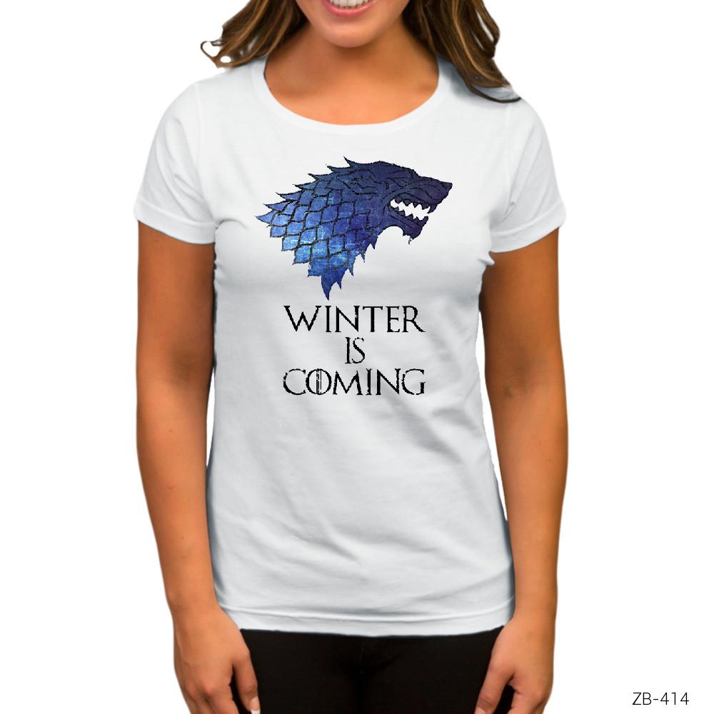 Game Of Thrones Winter is Coming Holo Beyaz Kadın Tişört